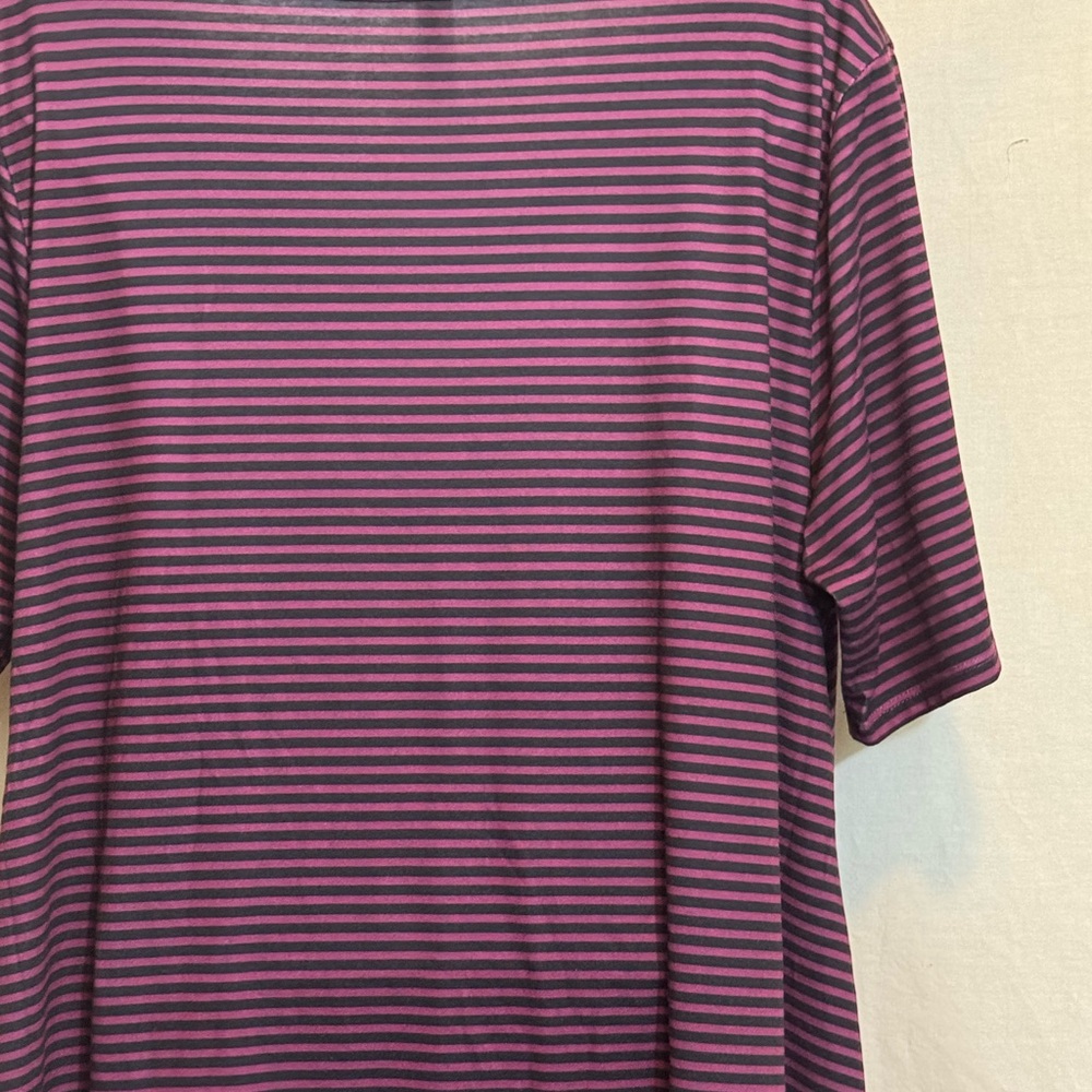C-47 LuLaRoe Purple & Black Stripe Short sleeve High Low Tunic Blouse Size L - Picture 10 of 15